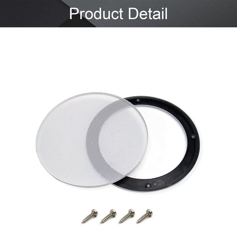 Fielect غطاء شبكة مكبر الصوت Fielect 6.5" دائري مزخرف بإطار معدني أبيض لغطاء سوب ووفر مع 4 براغي - Image 3